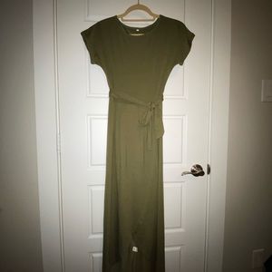 Army green T-shirt maxi dress
